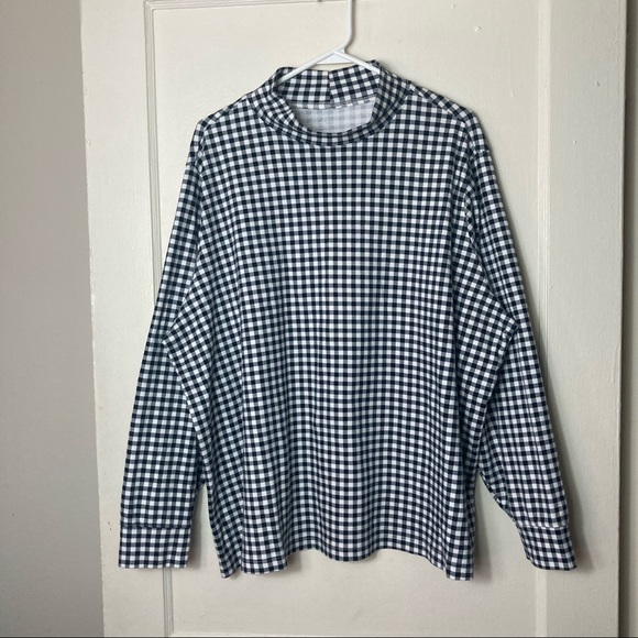 Lands' End black white gingham turtleneck long sleeve top plus 3X - Picture 2 of 7